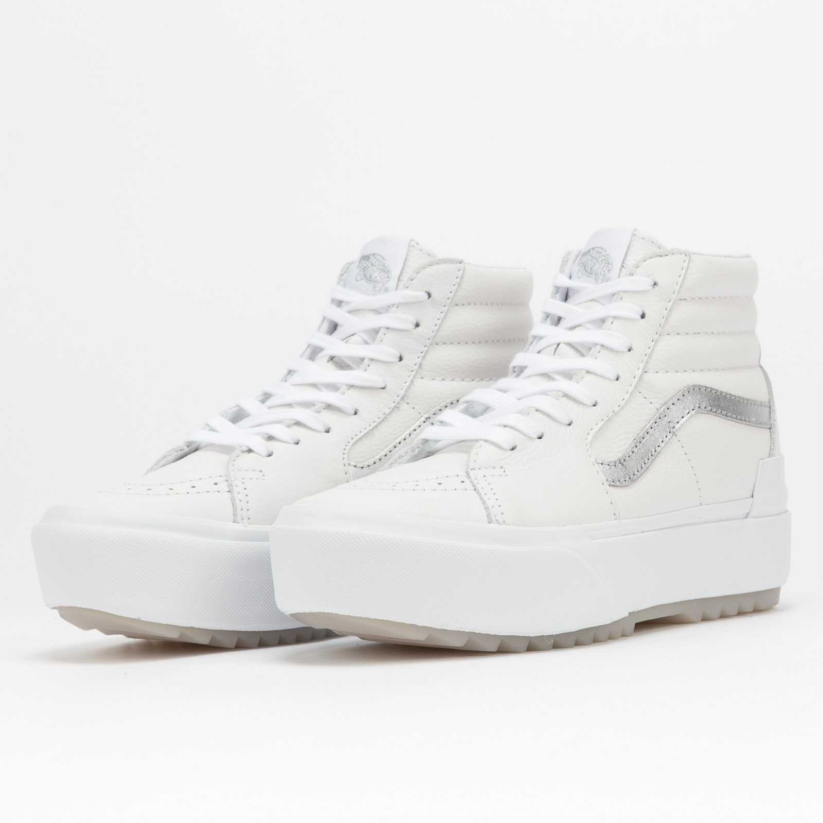 Vans SK8 - Hi Stacked (pop) true white / metallic silver Vans