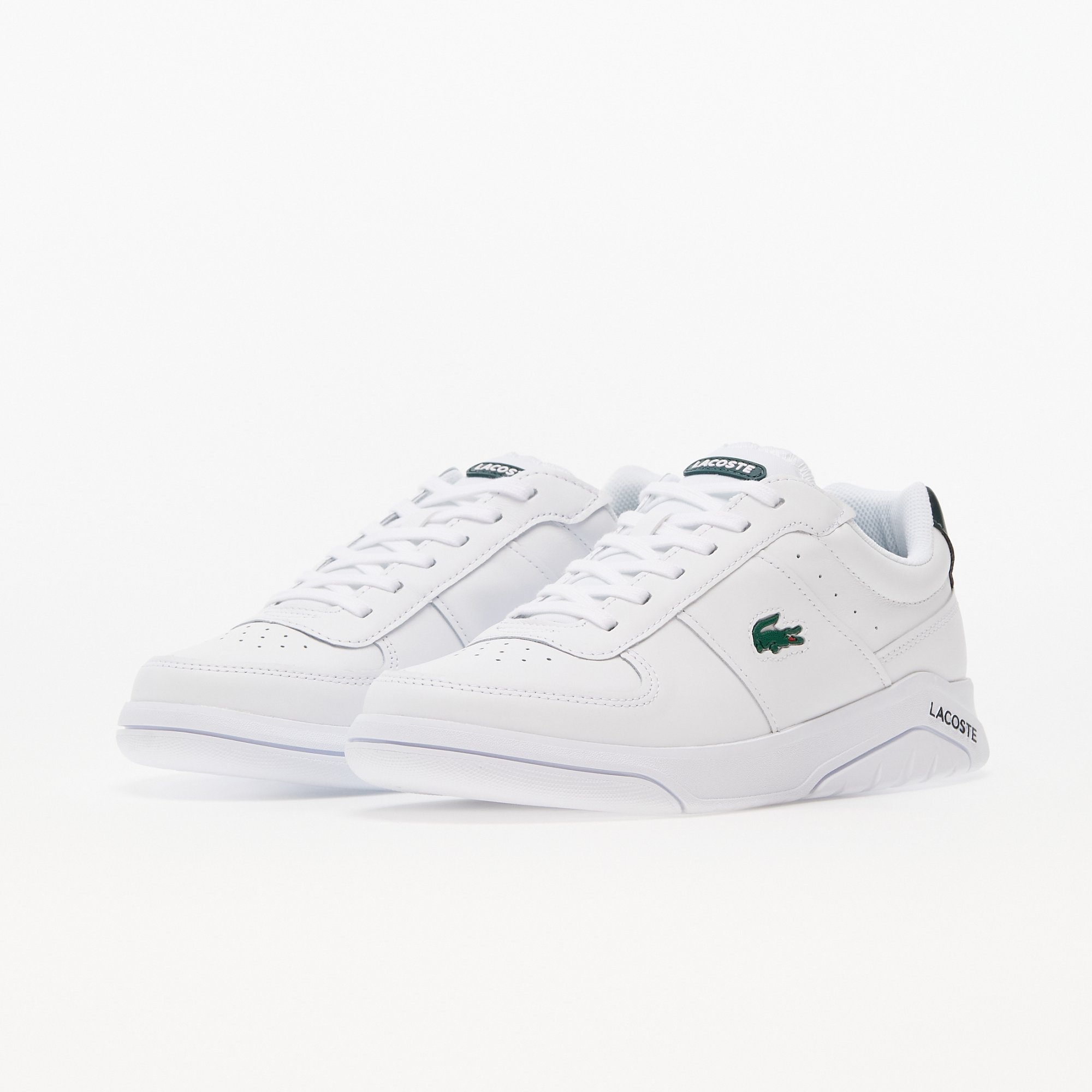 LACOSTE Game Advance Leather Trainers White/DK Green Lacoste