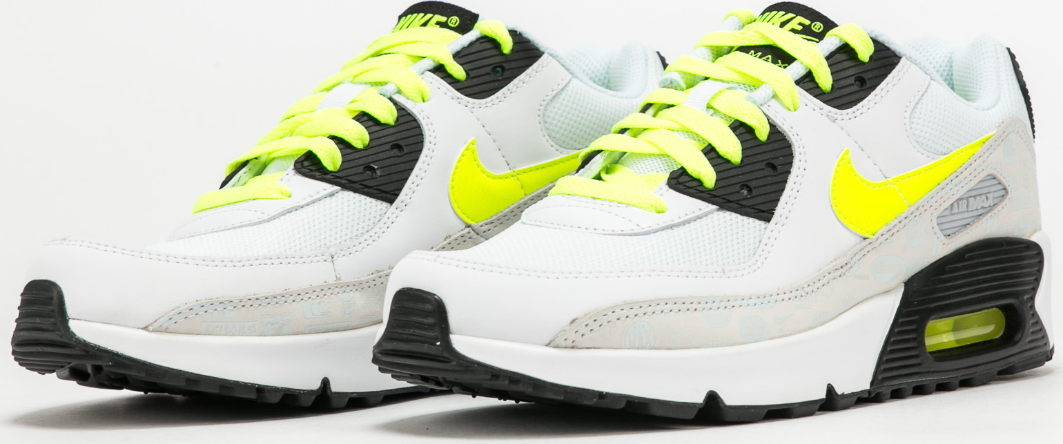 Nike Air Max 90 Leather (GS) white / volt - black - pure platinum Nike